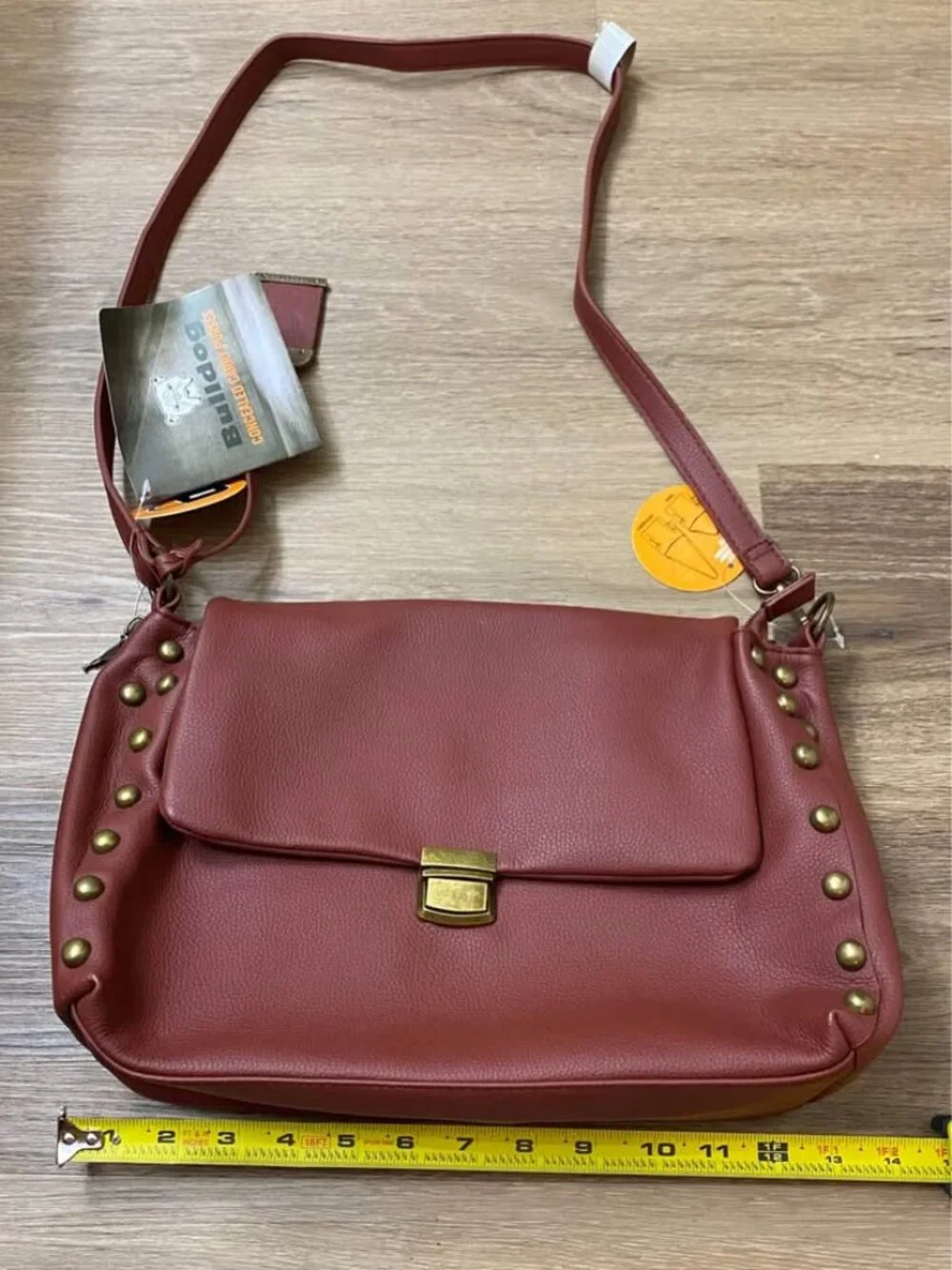 Bulldog Concealed Carry Convertible Hobo Crossbody Purse Lipstick Matte Red Stud